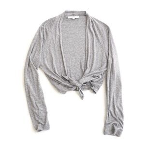 bryn Walker Lightweight Gray Tie-Front Cardigan